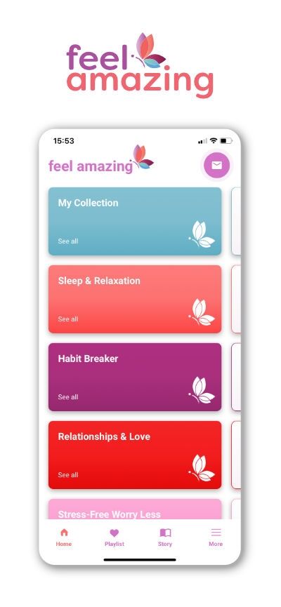 feel amazing app categories screenshot