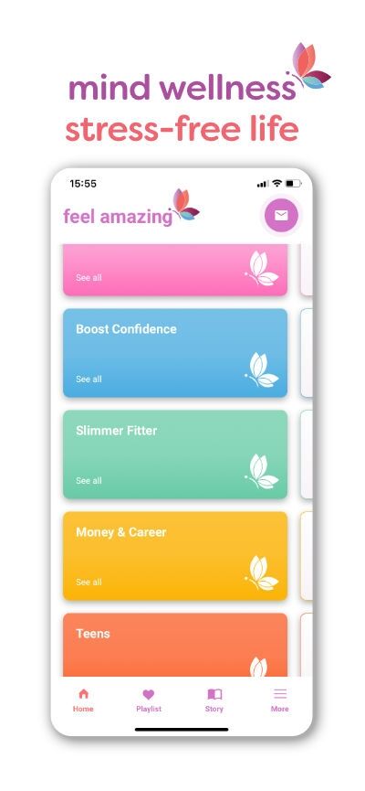 feel amazing app categories screenshot